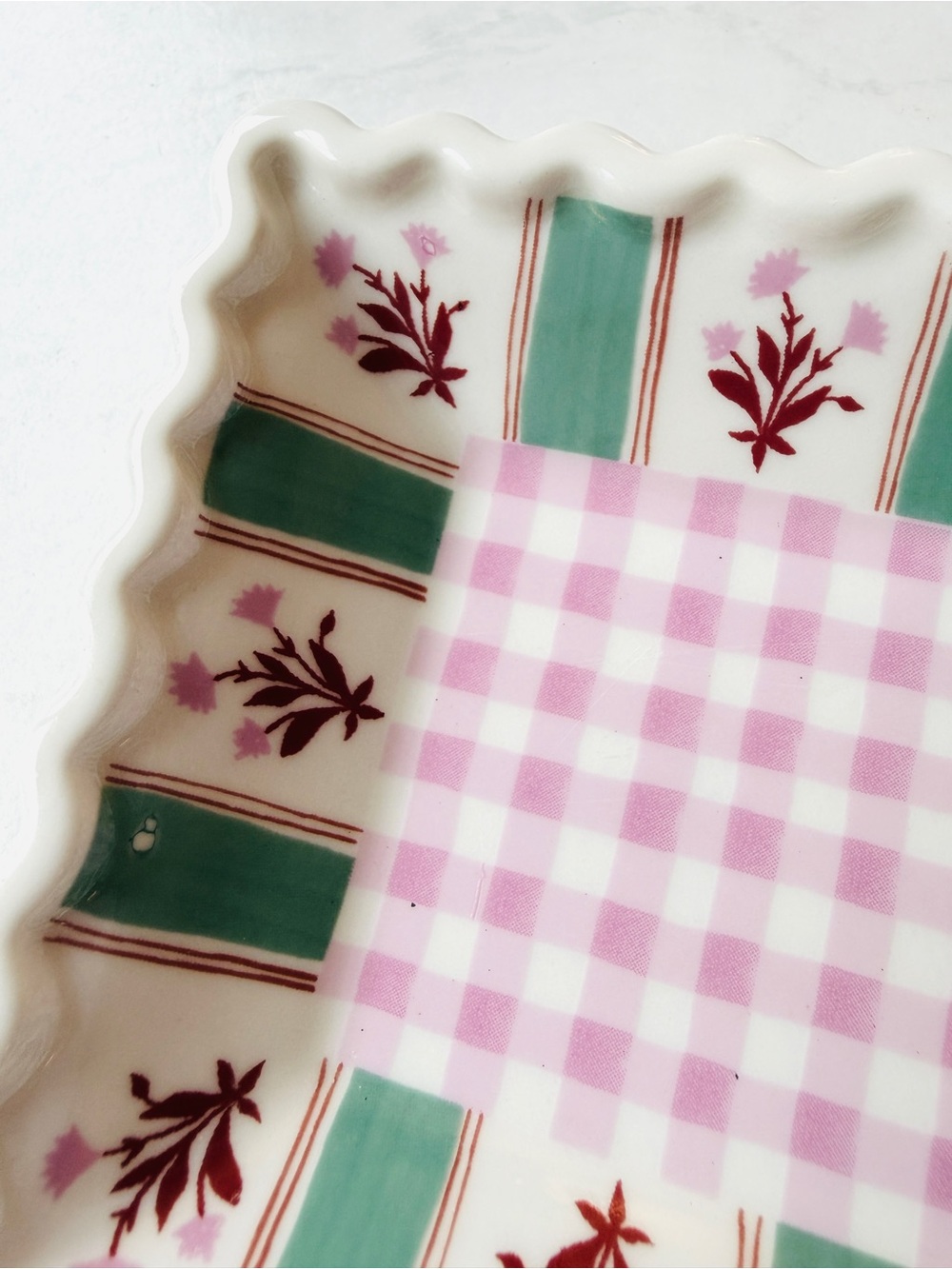 NEW Anthropologie Georgia Stoneware Trinket Dish, Pink & Green - Picture 5 of 7